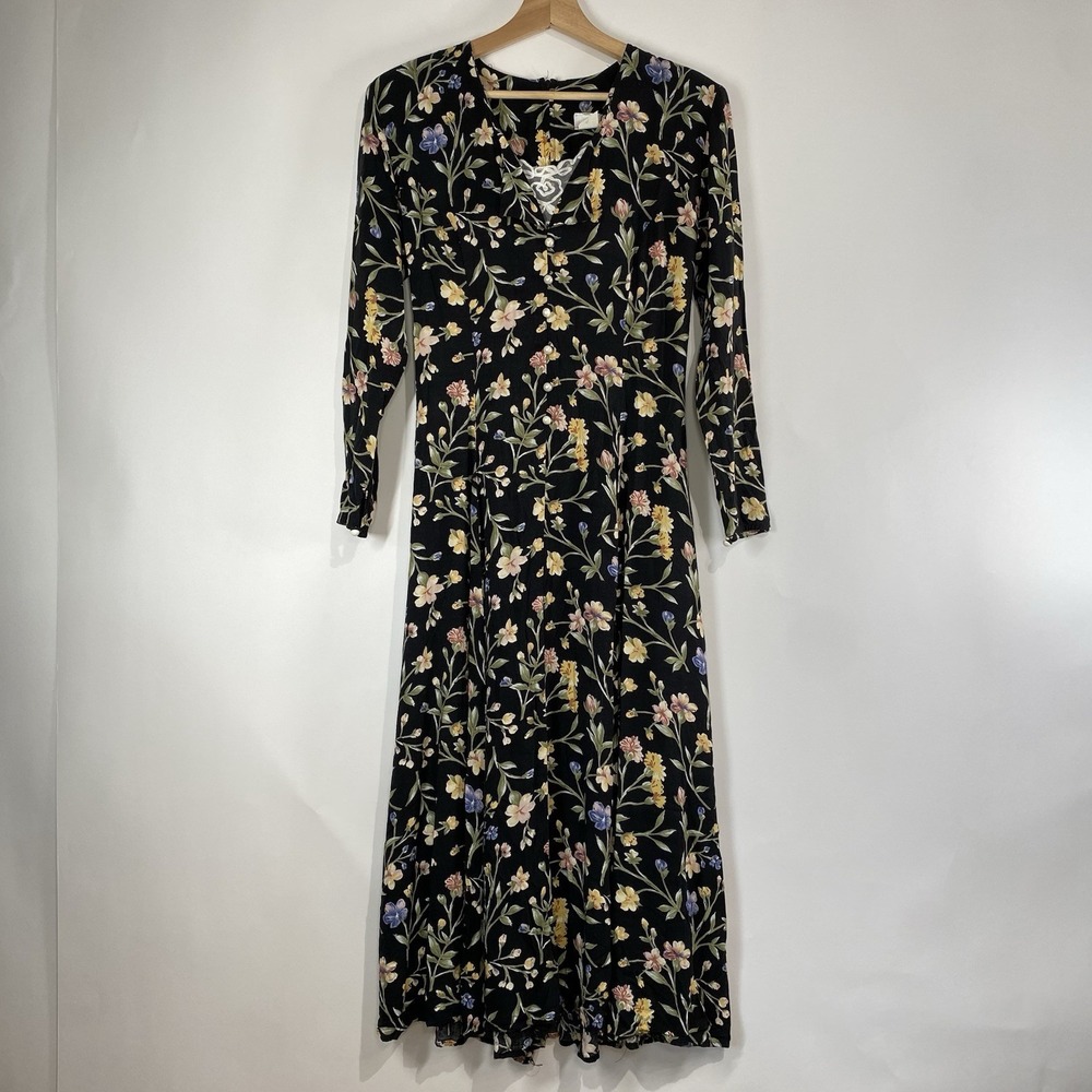 Vintage Fredericks Of Hollywood Floral Coquette Lace Up Tie Back Dress Size 3/4